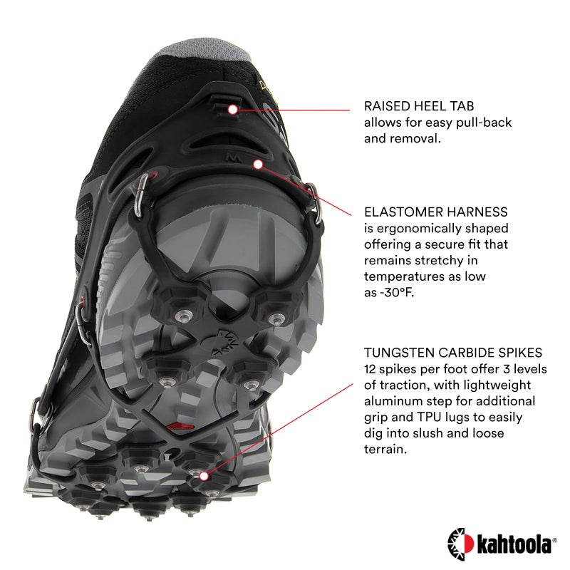 Kahtoola EXOspikes Footwear Traction for Winter Hiking & Running in Snow, Ice & Rocky Terrain - Black - Medium - Image 4